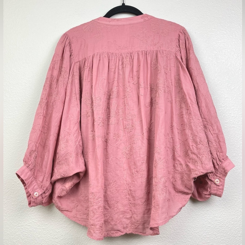 Anthro Pilcro Women's Small Mauve Pink Embroidered Floral Faustine Dolman Blouse - Picture 12 of 16